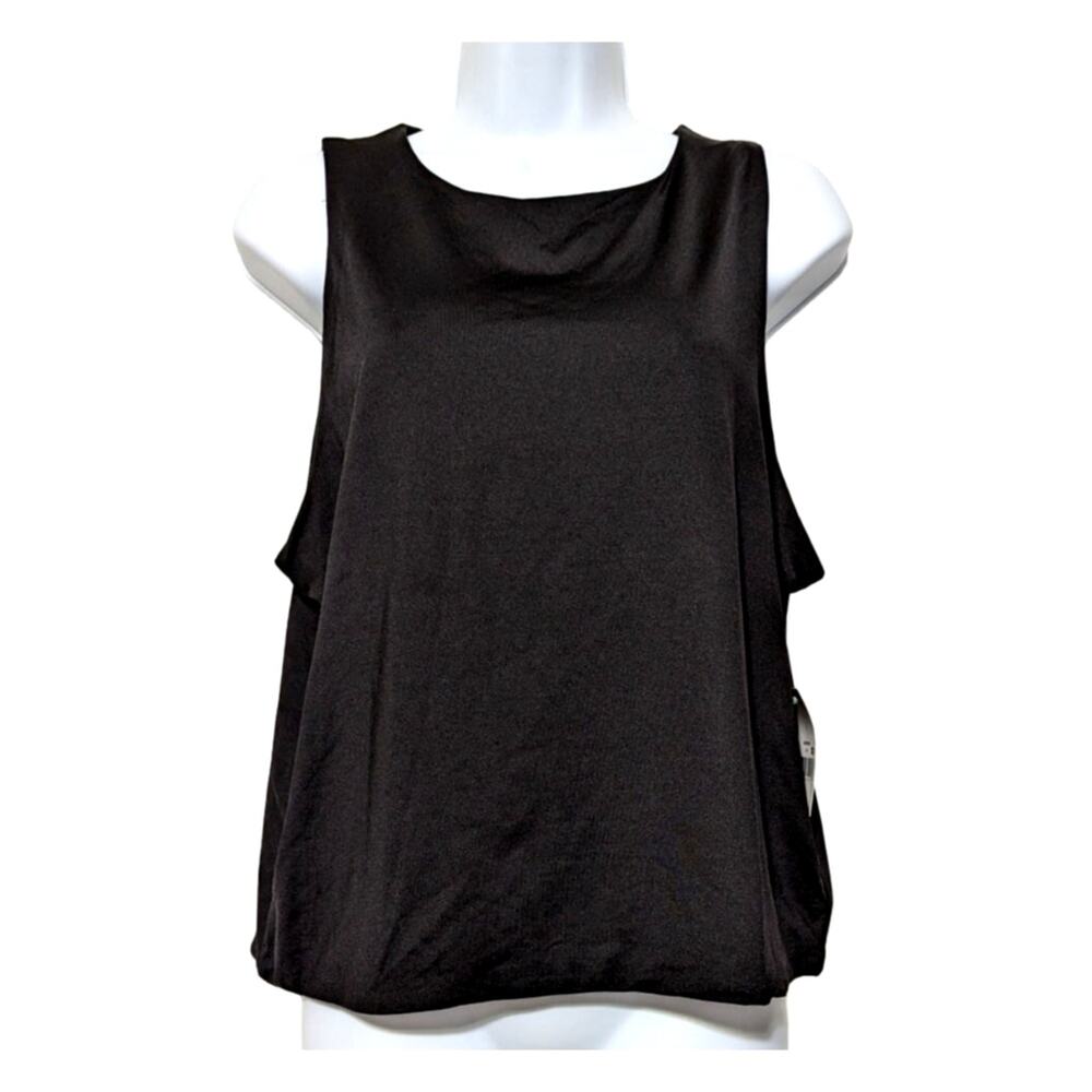 Ophelia Roe Black Tank Top Womens Sleeveless Casual Top, Plus Size 1X Blouse